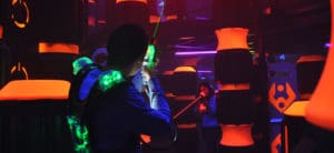 guy playing laser tag